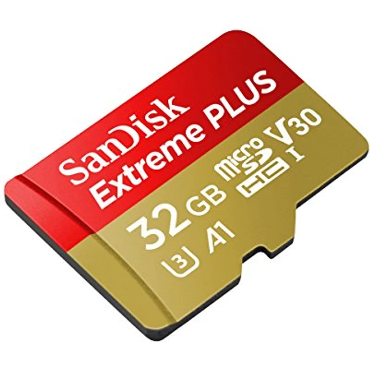 SanDisk Extreme PLUS 32 GB microSDHC Speicherkarte + SD-Adapter bis zu 100 MB-Sek, Gold-Rot, Class 10, U3, V30, A1 – Bild 2