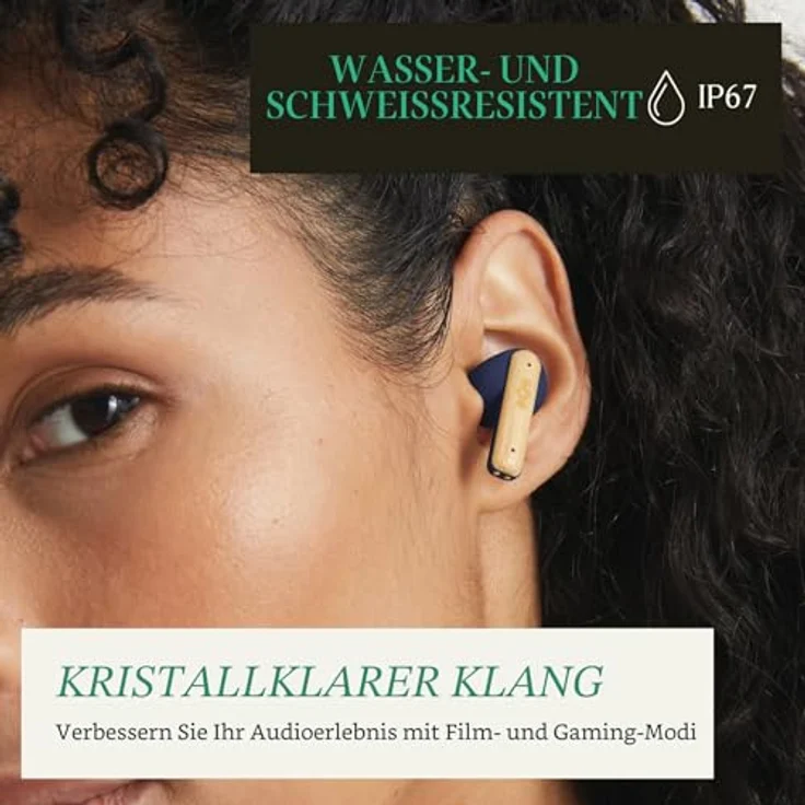 House of Marley Little Bird, Kabellose TWS Kopfhörer, schwarz, bis zu 30 Stunden Akkulaufzeit, spritzwasserfest – Bild 6