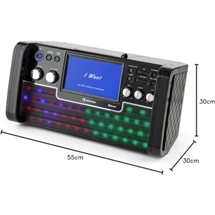 DiscoFever LED Bluetooth-Karaokeanlage LED 7'' TFT-Screen CD USB schwarz Schwarz – Bild 11