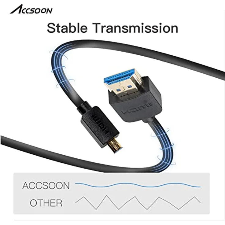 Accsoon HDMI Cable (A-A) HDMI-zu-HDMI-Kabel, 50 cm, High Speed, Ultra HD, 1080p, kompatibel mit Kamera, Monitor, Gimbal – Bild 5