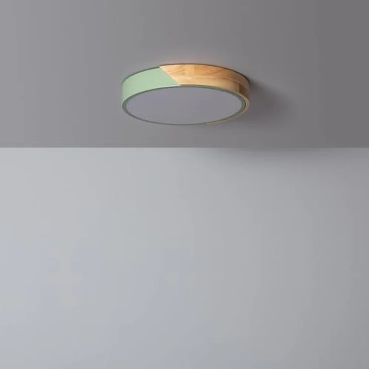 LEDKIA LIGHTING LED-Deckenleuchte 18W Rund Holz Ø320 CCT Wählbar Semi-Dari Einstellbare Farbtemperatur 50xØ320 mm Grün Holz für Wohnzimmer, Küche, Schlafzimmer – Bild 2