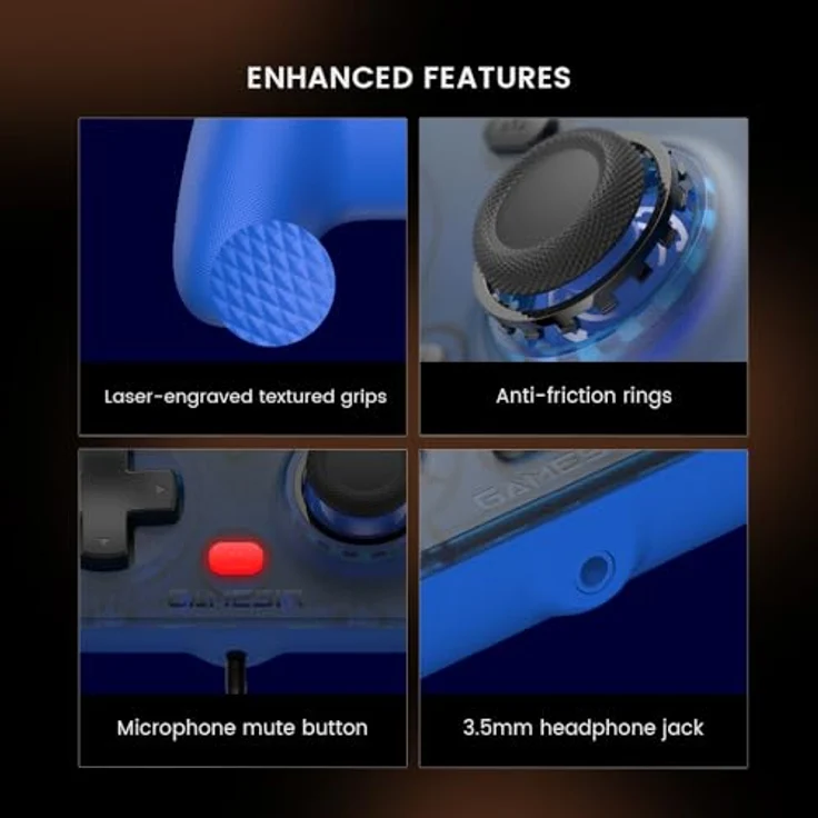 GameSir T7 Kabelcontroller Joystick, Gaming Controller in Sapphire Blue – Bild 6