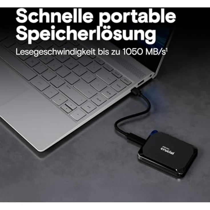 Crucial X9 2TB Externe SSD Festplatte, bis zu 1050MB/s, USB-C 3.2, stoß- und vibrationssicher, kompatibel mit PC, Mac und Spielekonsolen – Bild 2