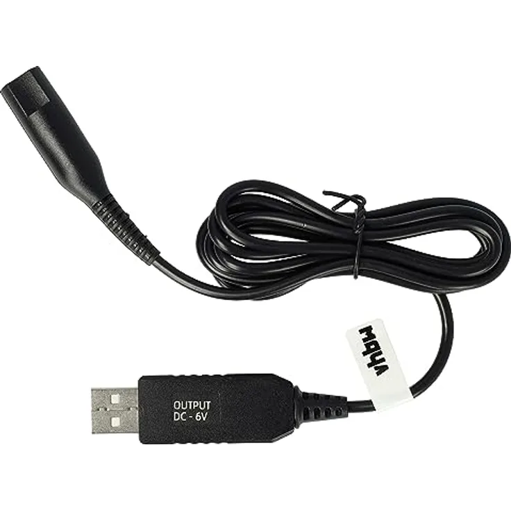 vhbw Ladekabel für Braun CruZer 6 BT5010, BT5090, BT5070, BT5050 - 13,2 cm Netzkabel mit USB-A Stecker, schwarz