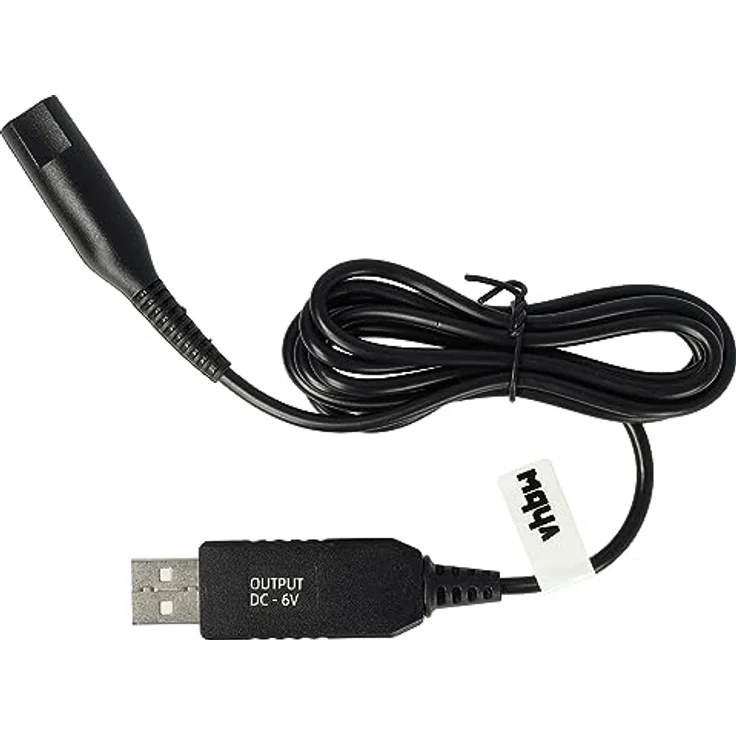 vhbw Ladekabel für Braun CruZer 6 BT5010, BT5090, BT5070, BT5050 - 13,2 cm Netzkabel mit USB-A Stecker, schwarz – Bild 1