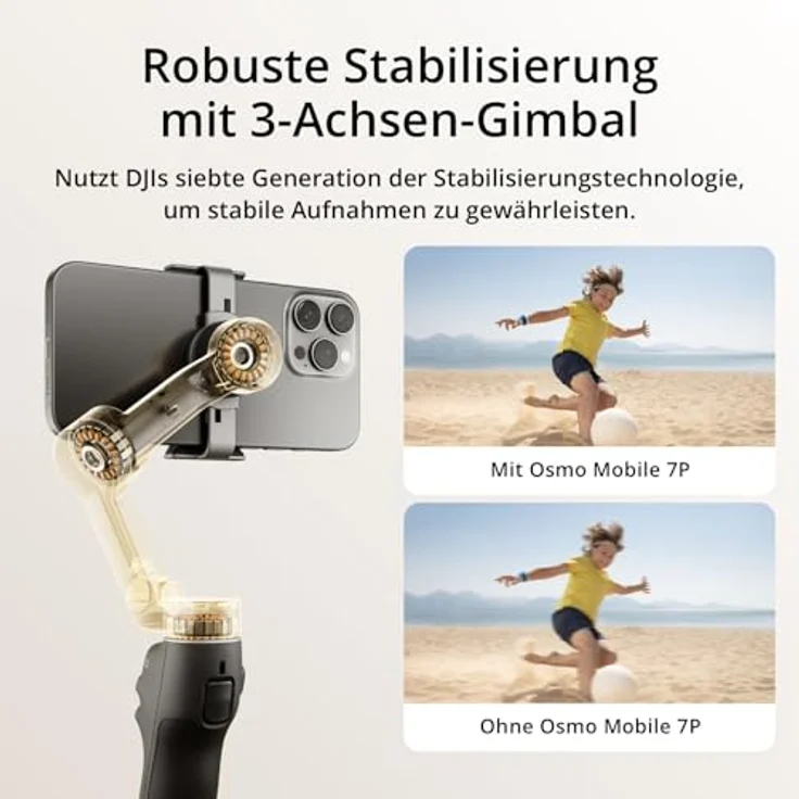 DJI Osmo Mobile 7P Gimbal-Stabilisator für iPhone, Android, Natives Tracking, Beleuchtung, 3-Achsen-Smartphone-Gimbal, schneller Start, EIN-klick-Bearbeitung, integrierter Verlängerungsstab & Stativ – Bild 3