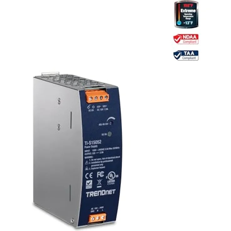 Trendnet TI-S15052, Industrieller Netzwerk Switch mit 150 W Leistung, Silber – Bild 2
