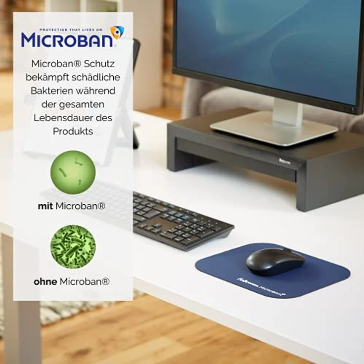 Fellowes Microban antibakteriell rechteckig Mauspad blau – Bild 3
