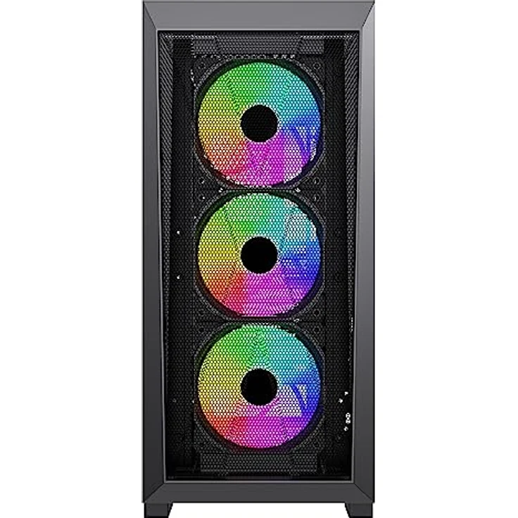 Xilence Xilent X X912.ARGB Gaming PC Gehäuse, 3X 120mm ARGB Lüfter, 1x schwarzer Lüfter, ATX Midi Tower Case, Mesh Front Panel für Guten Airflow und PWM/ARGB Control Board, Glas Side Panel, schwarz – Bild 4