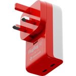 TwelveSouth PlugBug Travel 50W, USB-C-Ladegerät mit Find My, kompaktes Design, weiß-rot