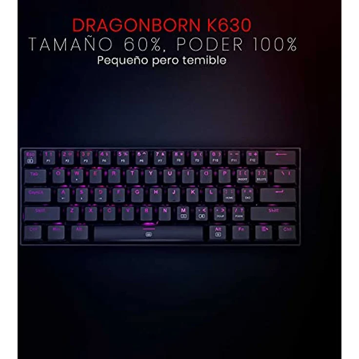 Redragon Dragonborn RGB - Mechanische Gaming-Tastatur - Netzwerk-Switches - Abnehmbares USB-Kabel - Schwarz (Schwarz) – Bild 2