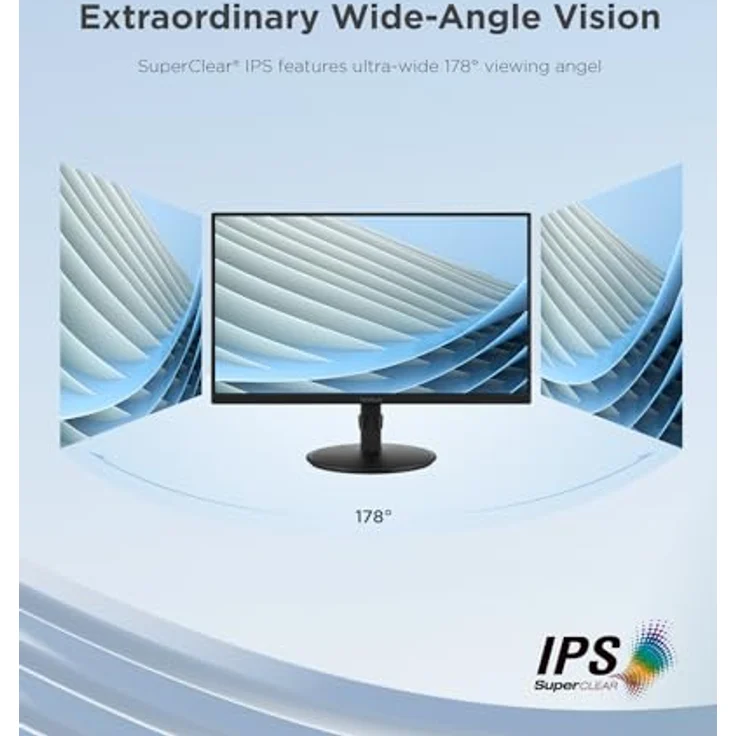 ViewSonic VA2408-HDJ 24” IPS Full HD 100Hz Ergonomic Monitor with VGA, HDMI, DipsplayPort, Height Adjust - Office-Monitor mit 99% sRGB SuperClear IPS panel – Bild 3