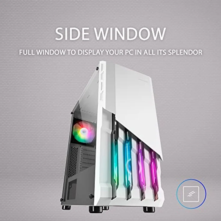 MarsGaming MC-X2 Weiß, PC Gaming ATX Gehäuse, FRGB Stahlfront, 2 Lüfter 12cm FRGB, Volles Seitenfenster – Bild 5