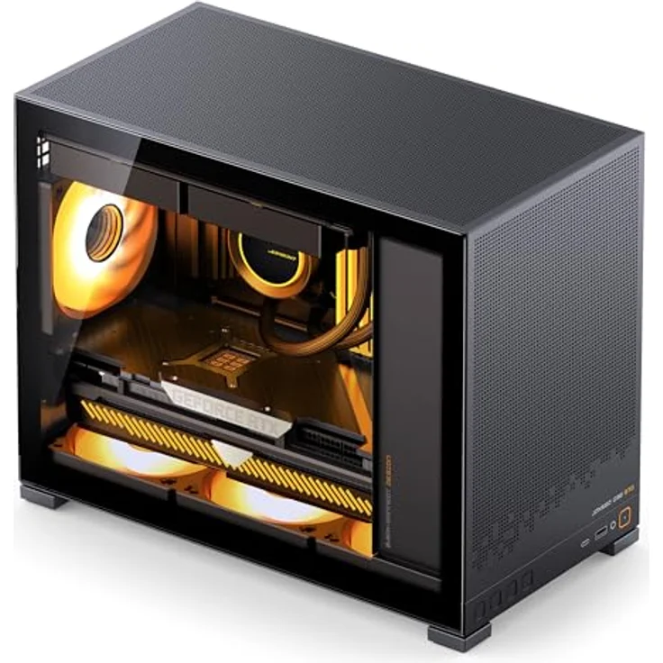 Jonsbo D32 STD Black, Mini-PC-Gehäuse für mATX mit Tempered Glass, unterstützt bis zu sechs 120-mm-Lüfter, max. 240-mm-AiO, schwarz – Bild 2