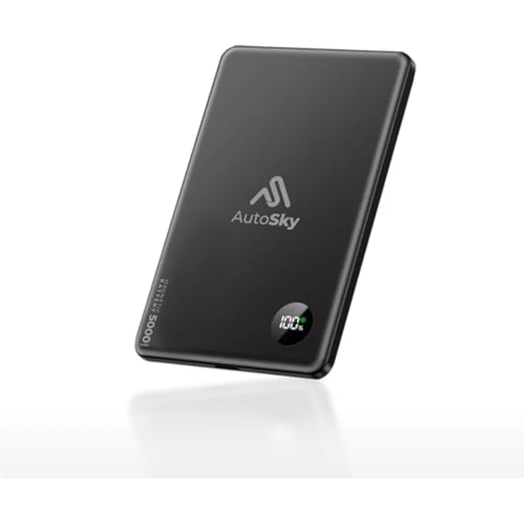 AutoSky Magnetische Powerbank 5000mAh | Kabellos & USB-C mit LED Display – Bild 1