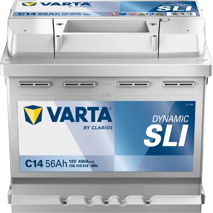VARTA C14 Black Dynamic, 56Ah 480A Autobatterie, wartungsfrei, 12V, Maße 242x175x190 mm