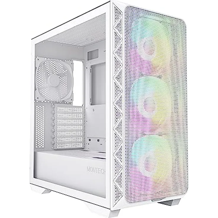 Montech AIR 903 MAX, E-ATX Mid Tower-Gehäuse, hoher Luftstrom, 3 x 140 mm ARGB PWM & 1 x 140 mm PWM-Lüfter vorinstalliert, Seitenteil aus gehärtetem Glas, Mesh-Front, Typ-C, unterstützt 4090