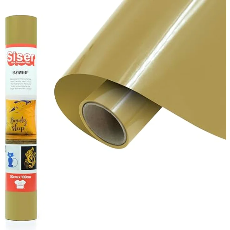 Siser Transferfolie Folie 30 cm Gold, PVC-frei, hohe Waschbeständigkeit, dünn und leicht zu entgittern – Bild 1