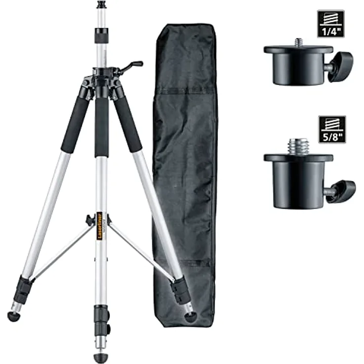 Laserliner VarioStand, Aluminium-Stativ für Laser-Messgeräte mit 1/4”- und 5/8”-Gewinde, Silber/Schwarz