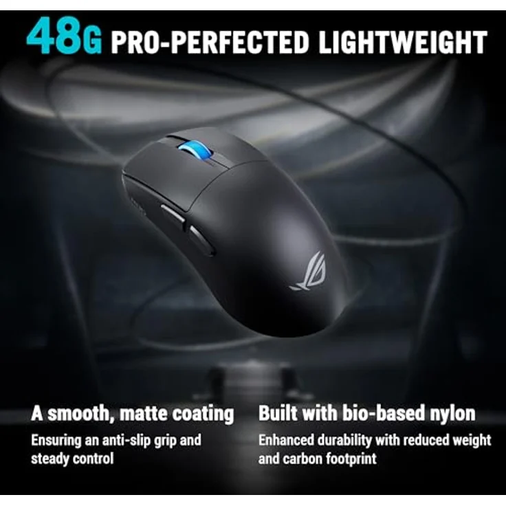 ASUS ROG Harpe II Ace Gaming-Maus, kabellos, 48 g, optischer Sensor AimPoint Pro 42K, 8K-Abtastung, 5 programmierbare Tasten, symmetrisch, Weiß – Bild 3