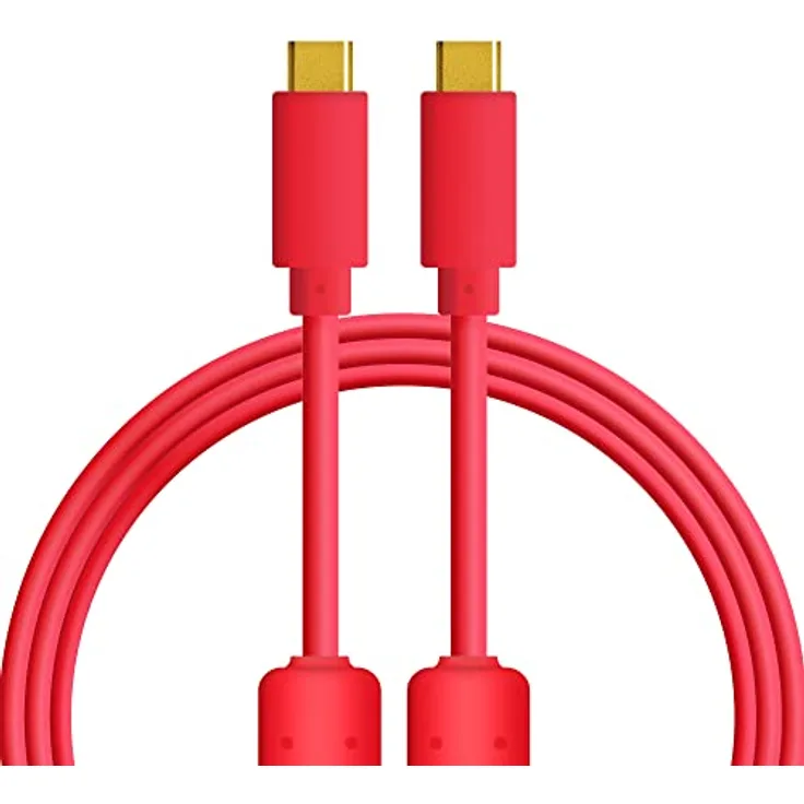 DJ TechTools Chroma Cable USB-C zu C red, hochwertiges USB 2.0 Kabel (vergoldete USB-Kontakte, Ferrit Kern, 1,0m lang, Adapterkabel, integrierter Klettkabelbinder), Rot
