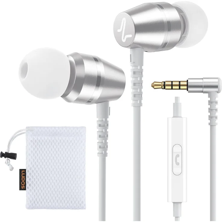 Ludos QXQ In-Ear Kopfhörer, klarer Stereo-Sound mit Mikrofon, 3.5-mm-Anschluss, ergonomischer Sitz, ideal für Musik, Filme und Anrufe