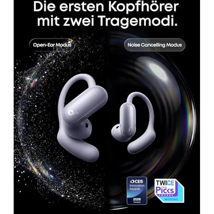 soundcore AeroFit 2 Pro, Kopfhörer mit 2 Tragemodi, ANC 3.0, Bluetooth 6.1, Hi-Res, LDAC, IP55, 34h Spielzeit, Schwarz – Bild 2