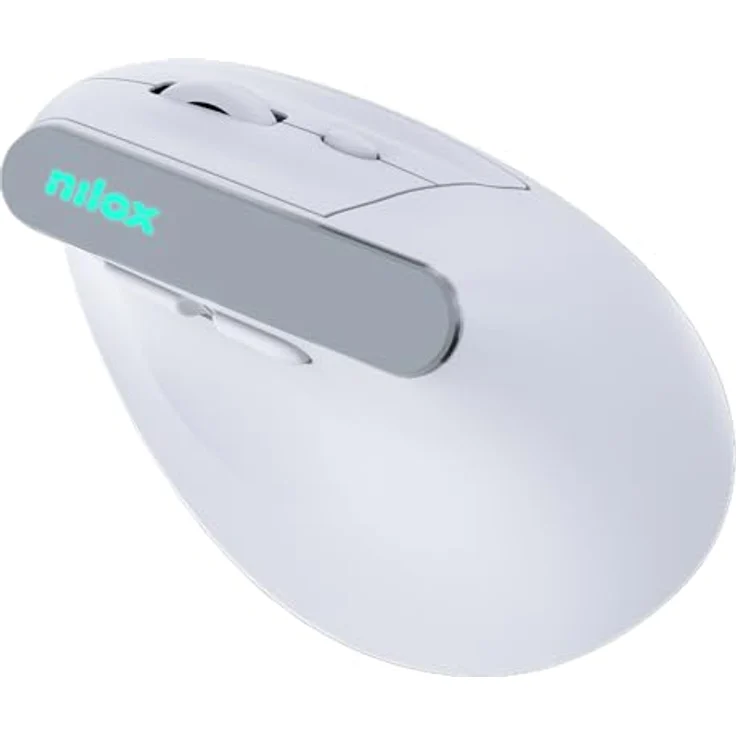 Nilox NXMOEVR01W, Kabellose vertikale Maus mit 1600 DPI, ergonomischem Design und mehrfarbiger Beleuchtung, weiss – Bild 3