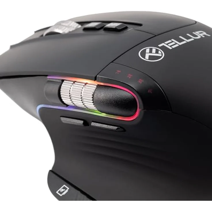 TELLUR Shade Kabellose Bluetooth Maus, 3200DPI, 8 Tasten, 4 Geräte Gleichzeitig, Leises Klicken, USB C, Schwarz – Bild 3
