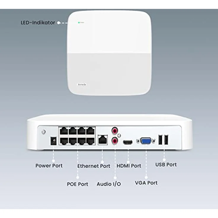 Tenda N6P-8H, 4K PoE NVR Überwachungssystem Rekorder, 8CH, 250m Langstreckenübertragung, H.265+, Plug und Play, HDD- und Cloud-Speicher bis 10TB, 4KV Blitzschutz, APP Fernüberwachung – Bild 3