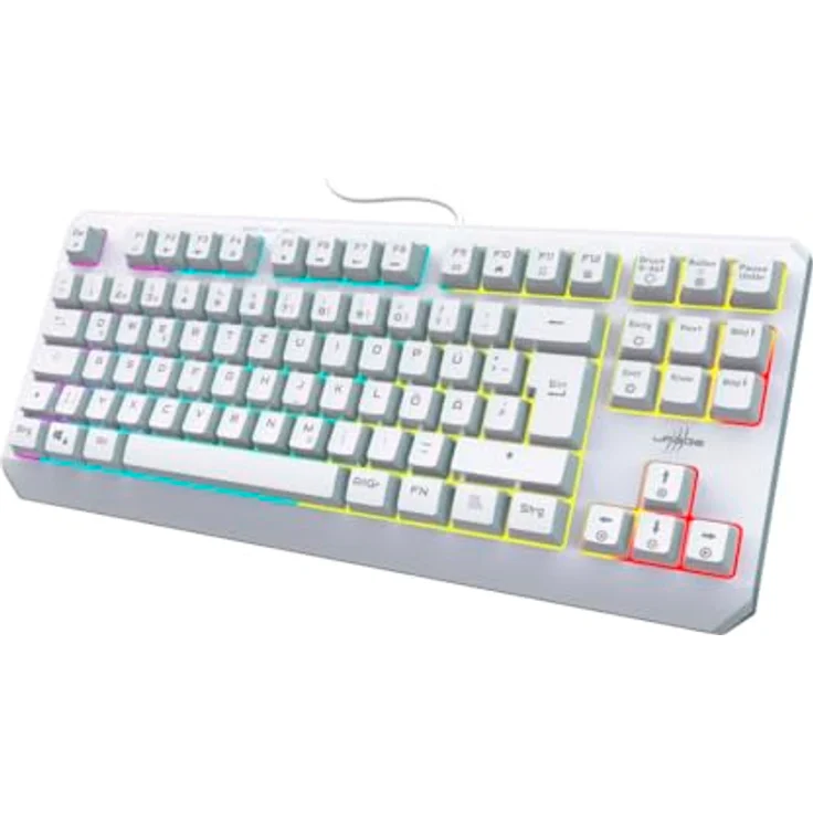 uRage Gaming Tastatur " Exodus 220 TKL" QWERTZ (Gamer Keyboard ohne Ziffernblock, Tenkeyless DE Layout, RGB beleuchtete Tasten, Anti-Ghosting) weiß – Bild 2