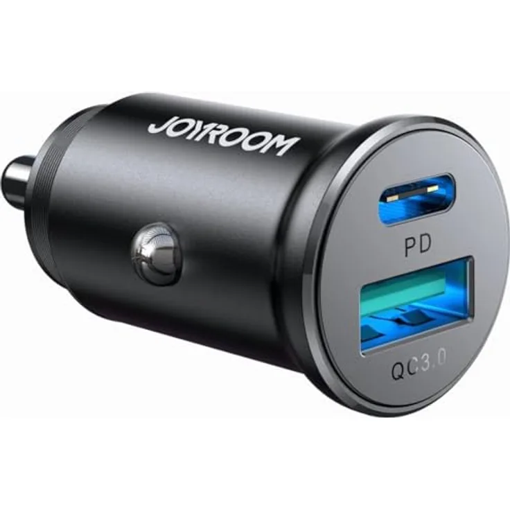 Joyroom JR-CCN05, 30W Mini USB-A und USB-C Auto-Ladegerät mit Power Delivery und Quick Charge, schwarz
