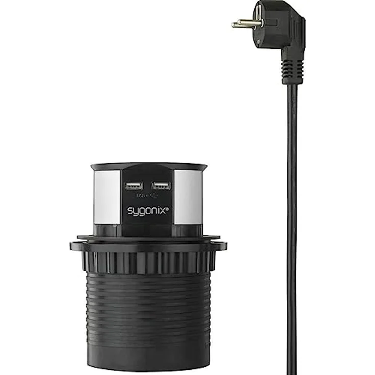 Sygonix SY-4780156 Steckdosenturm Schwarz, Silber Schutzkontakt 1 St. – Bild 2