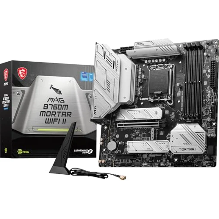 MSI MAG B760M Mortar WiFi II Motherboard, mATX - Unterstützt Intel Core Prozessoren der 12., 13. und 14. Generation, LGA 1700, DDR5 7800+MHz/OC, 1x PCIe 5.0 x16, 3 x M.2 Gen4, 2.5G LAN, Wi-Fi 6E – Bild 1