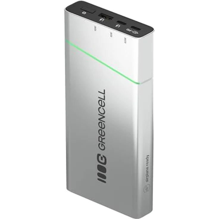 Greencell PowerPlay Pro, Powerbank 20800mAh 65W mit 2x USB-C PD und 1x USB-A, Schnellladung für MacBook, iPhone 16/15/14 Pro Max, airline approved, ideal für Reisen – Bild 4