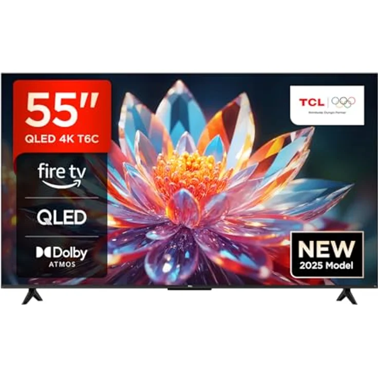 TCL 55T6C QLED 4K UHD TV mit Dolby Vision, Atmos, HDR10+, Fire TV, AirPlay 2 & 97% DCI-P3 – Bild 1