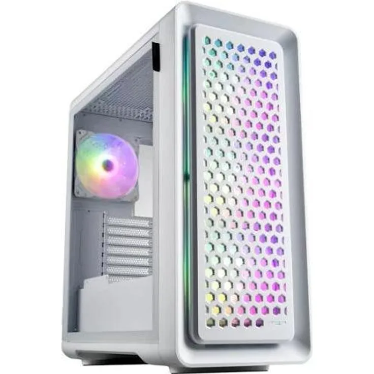 Fortron Boitier CUT593A E-ATX PC Gehäuse, weiß mit modernem Design