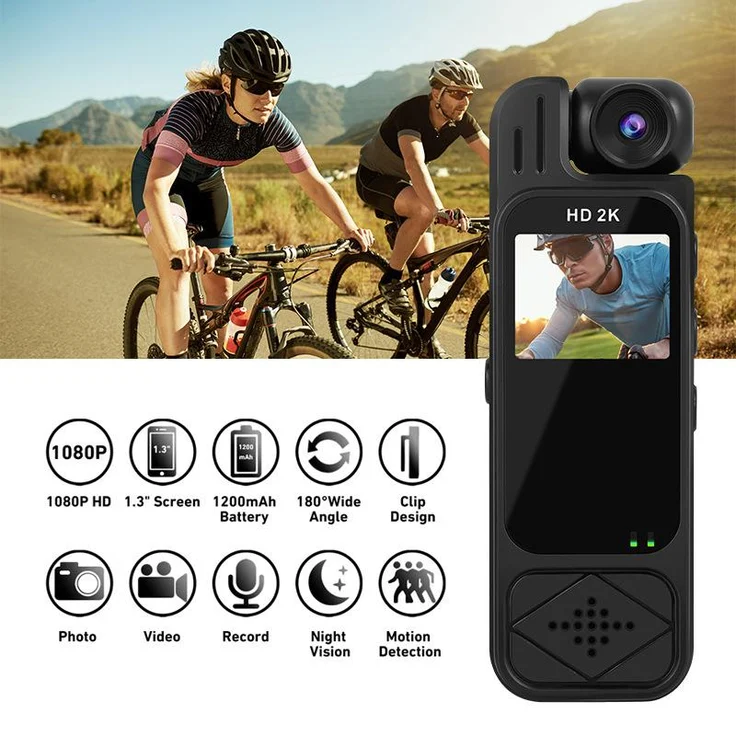 Exlene Ultra HD WiFi Mini-Kamerarekorder Polizeikamera mit Infrarot-Nachtsicht, tragbare digitale Videoaufzeichnung für Reitsport, Handheld