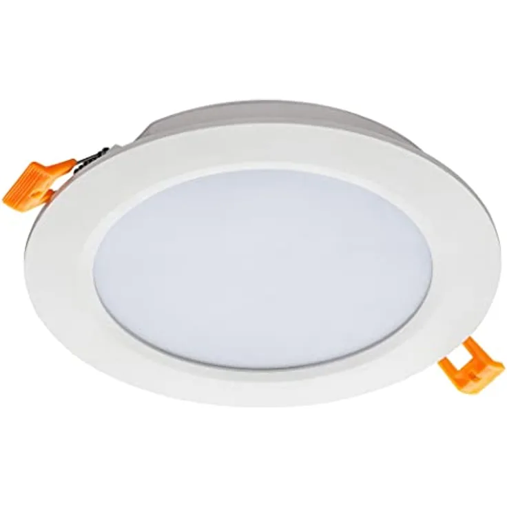 SEBSON LED Einbaustrahler rund flach 230V, integrierter Treiber, 12W, warmweiß 3000K, Deckenstrahler 870lm, Ø168x24mm, weiß