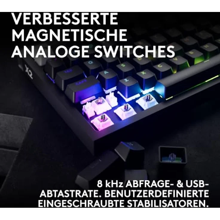 Logitech G PRO X2 Rapid, kabelgebundene Gaming-Tastatur mit 8 kHz Abtastrate, benutzerdefinierten Analog-Switches und OLED-Display, DEU QWERTZ - Schwarz – Bild 5