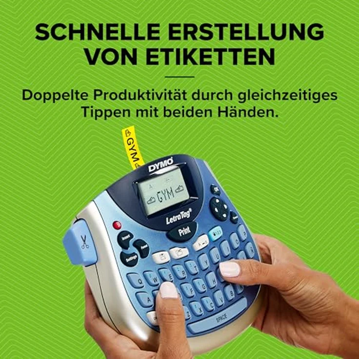 DYMO LetraTag-Beschriftungsgerät LT-100H, Handgerät mit ABC Tastatur, 5 Schriftgrößen, blau – Bild 2