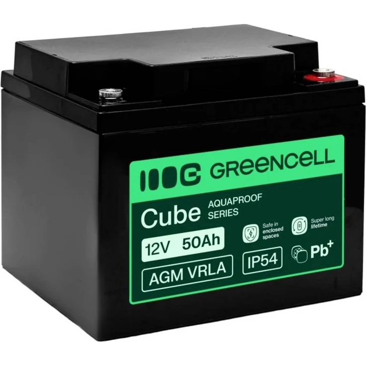 Green Cell GC-AGM12V50AH-H, AGM Bleiakku 50Ah 12V, IP54 zertifiziert für maximalen Schutz gegen Staub und Spritzwasser
