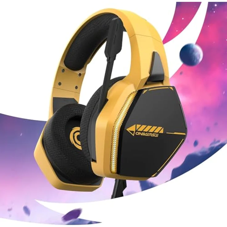 Oniverse Gaming Headset Nebula - Solarfire Yellow, kabelgebundenes Gaming Headset mit 50 mm Treibern, 20-20.000 Hz Frequenzbereich, 2 Meter Kabellänge, für PlayStation 5 – Bild 5