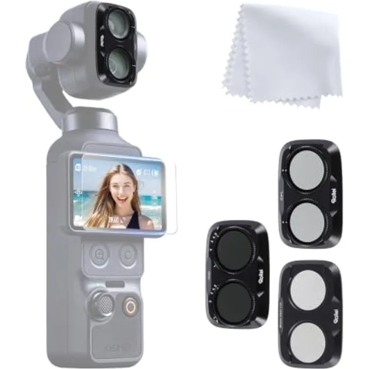 Rollei Filter-Set CPL, Vario-ND2-32 & Black Mist für DJI Osmo Pocket 4P, optimiert für Dual-Kamera-System, schnelle Montage, optisches Glas mit Nano-Beschichtung