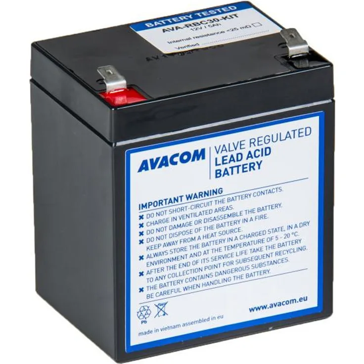 AVACOM AVA-RBC30-KIT, VRLA Bleisäure Batterie, 1 Stück, Schwarz, kompatibel mit APC RBC30, 1,93 kg