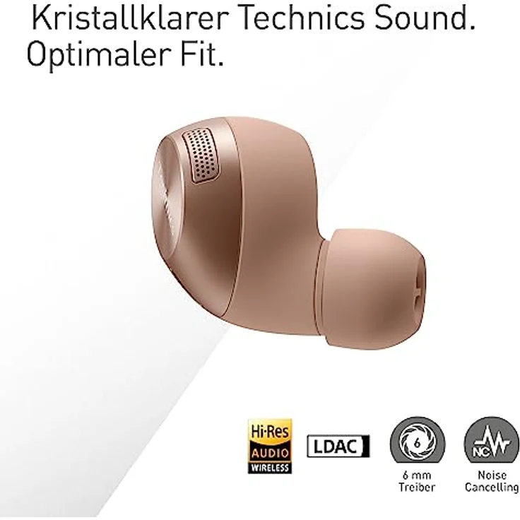 Technics EAH-AZ40M2EN kabellose Ohrhörer mit Noise Cancelling, Multipoint Bluetooth, bequemer In-Ear-Kopfhörer mit integriertem Mikrofon, anpassbare Passform, bis zu 5,5 Stunden Wiedergabe, Roségold – Bild 3