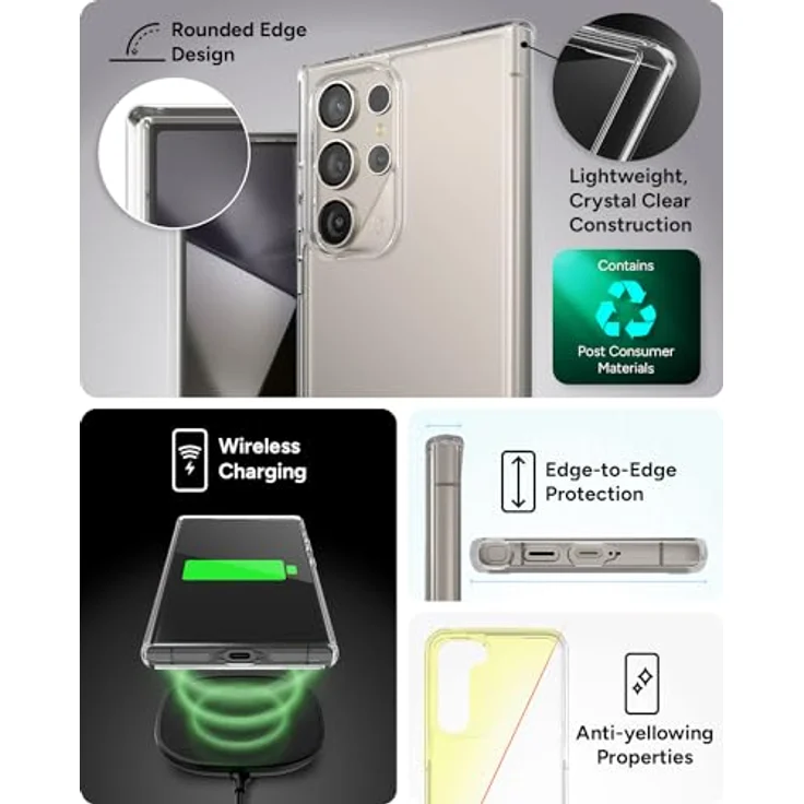 ZAGG Crystal Palace, Graphen-verstärkte Hülle für Samsung Galaxy S24 Ultra [6.8-Inch], Transparent, 4m Fallschutz, Verstärkt mit Graphen, Antimikrobielle Behandlung, 78 % recycelter Inhalt – Bild 5