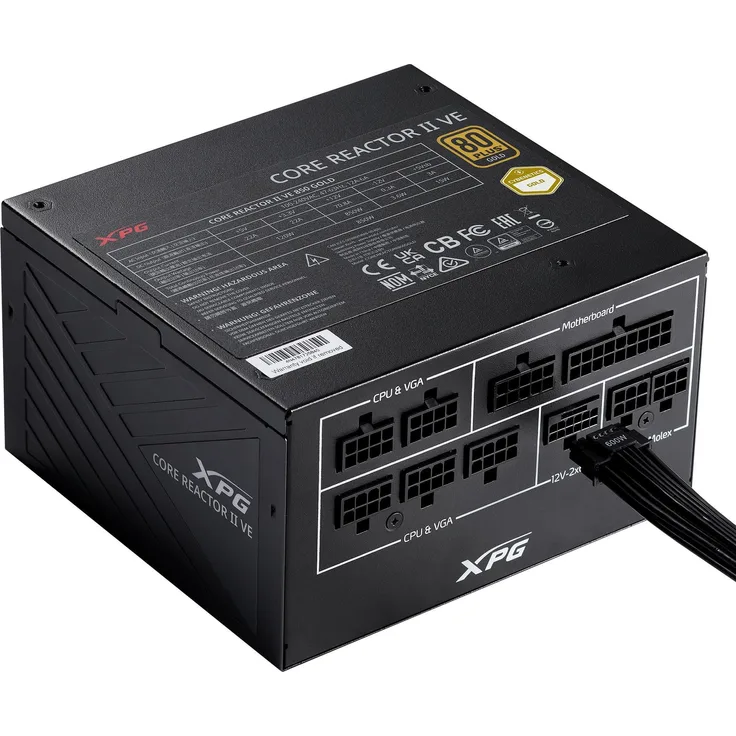 XPG COREREACTOR II VE 750W Netzteil, ATX 3.1 kompatibel mit 12-V-2×6-Anschluss, Schwarz