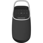 GRUNDIG Bluetooth Lautsprecher GBT Band 360, Musikbox, 360°-Sound, 12 Watt RMS, bis zu 30 m Reichweite, bis zu 19 Stunden Akkulaufzeit, DAB+ und FM Radio, AUX Input, OLED Monochrome Display, Schwarz