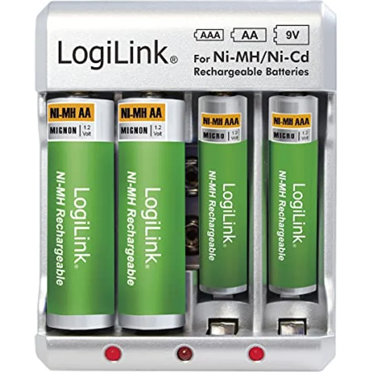 LogiLink PA0168 Akku-Ladegerät für ''AA-AAA-9V Ni-MH-Ni-Cd Akkus'' Silber – Bild 4